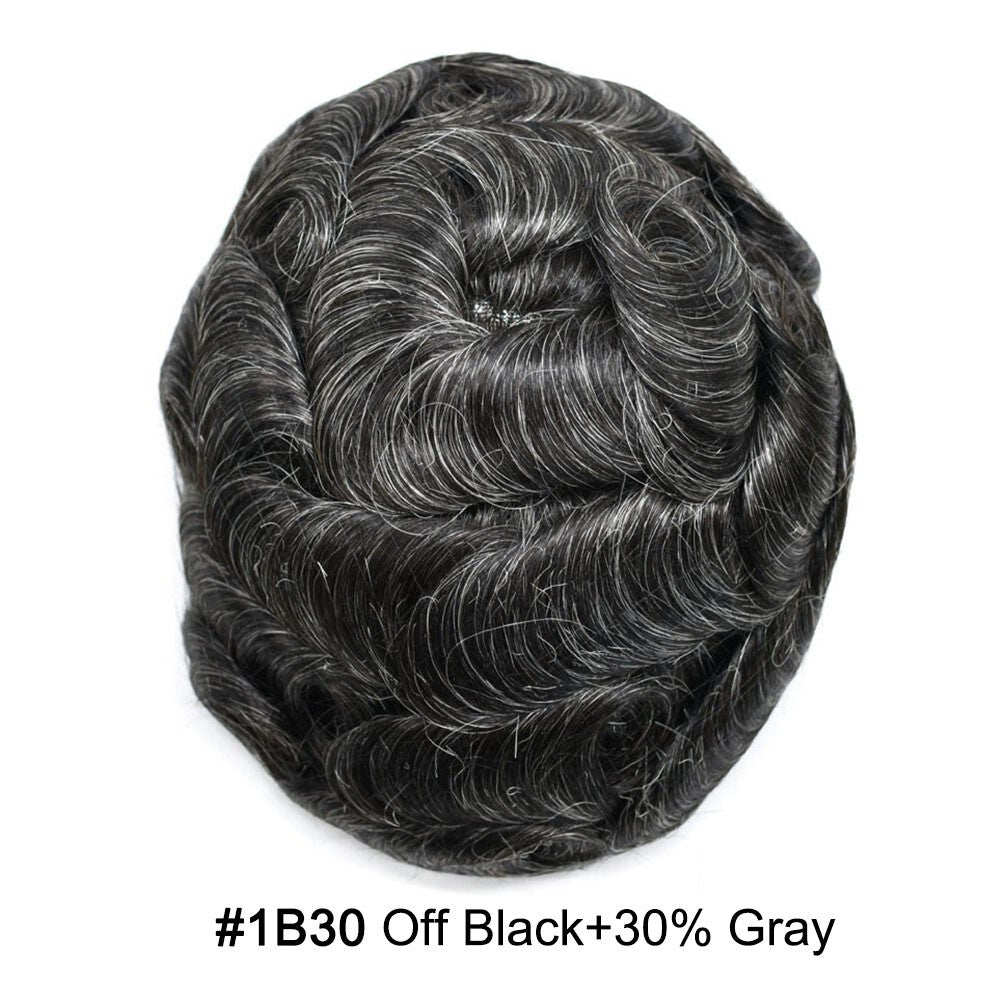 Men's Human Hair Toupee with Mono Lace Front & Customizable Sizes - Natural Look & Durable