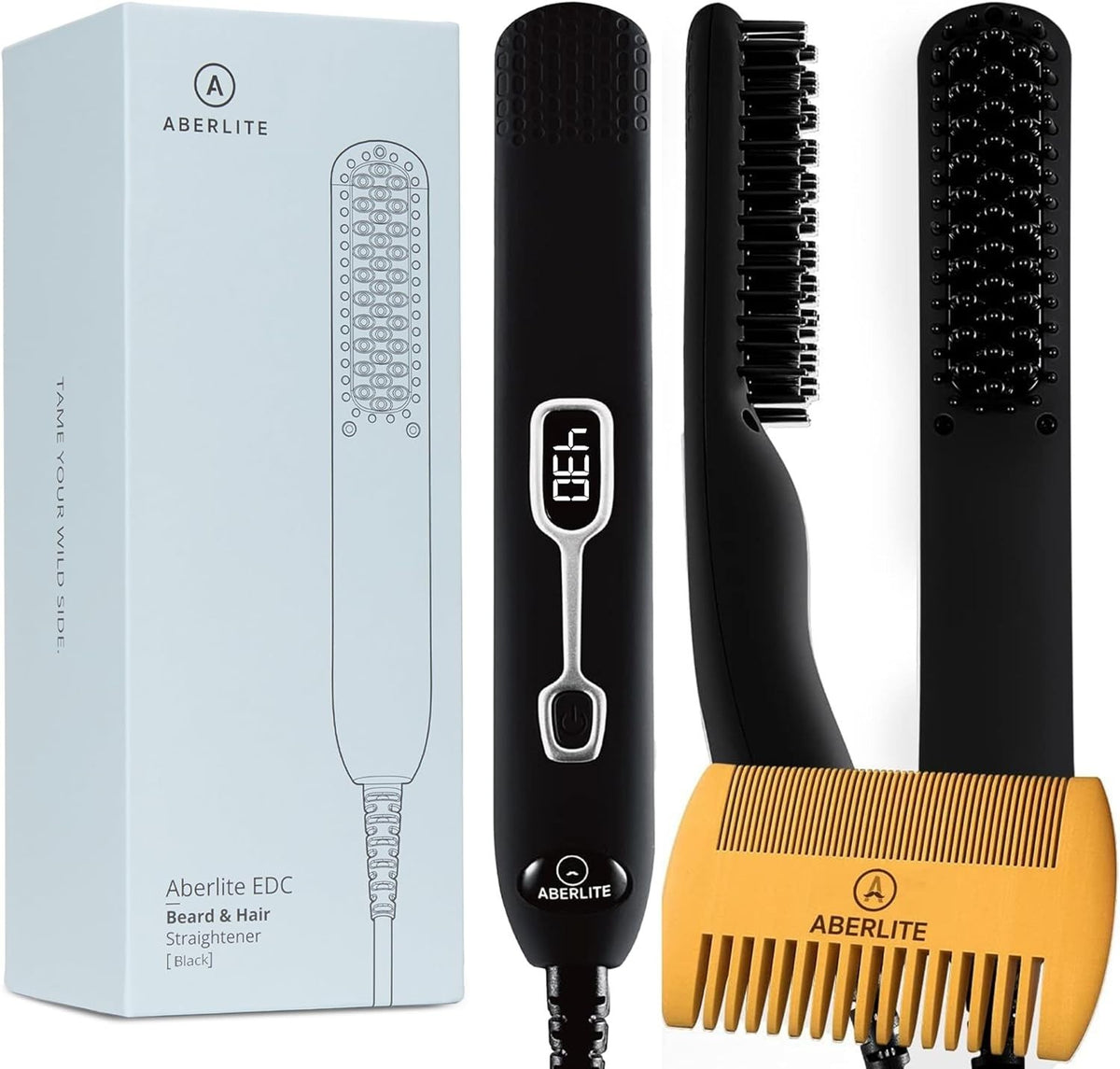 Heated Beard Straightening Brush for Men - Portable Ceramic Grooming Tool