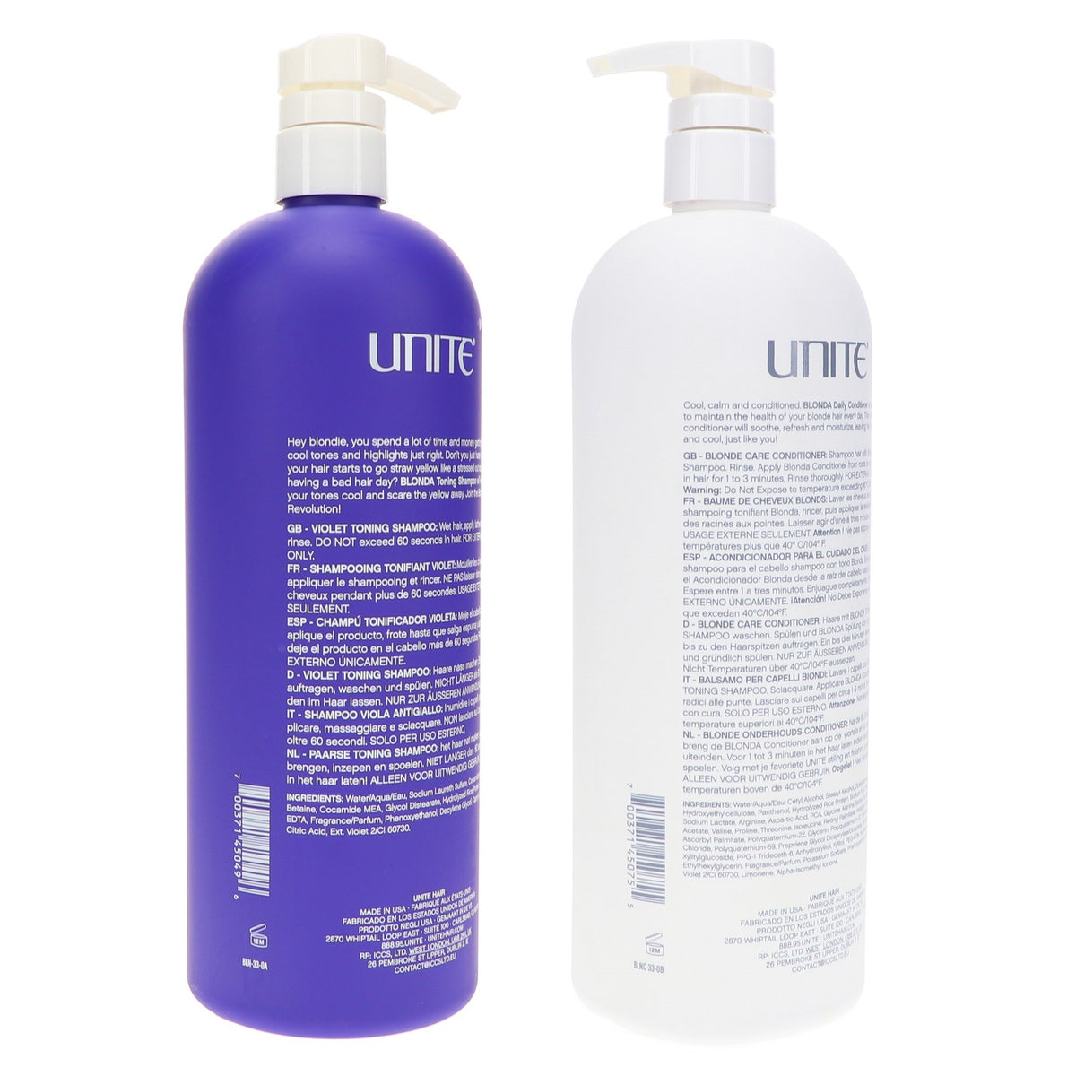 Unite Hair Blonda Shampoo & Conditioner Duo - Color Treated Hair Care