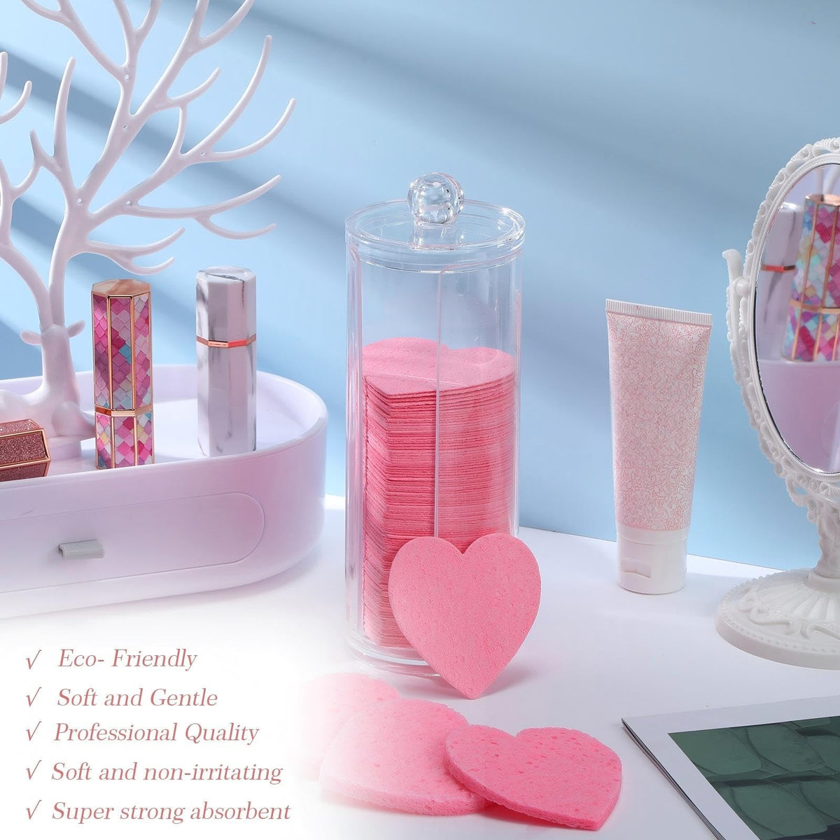 120 Pcs Compressed Facial Sponges with Storage Container for Daily Cleansing