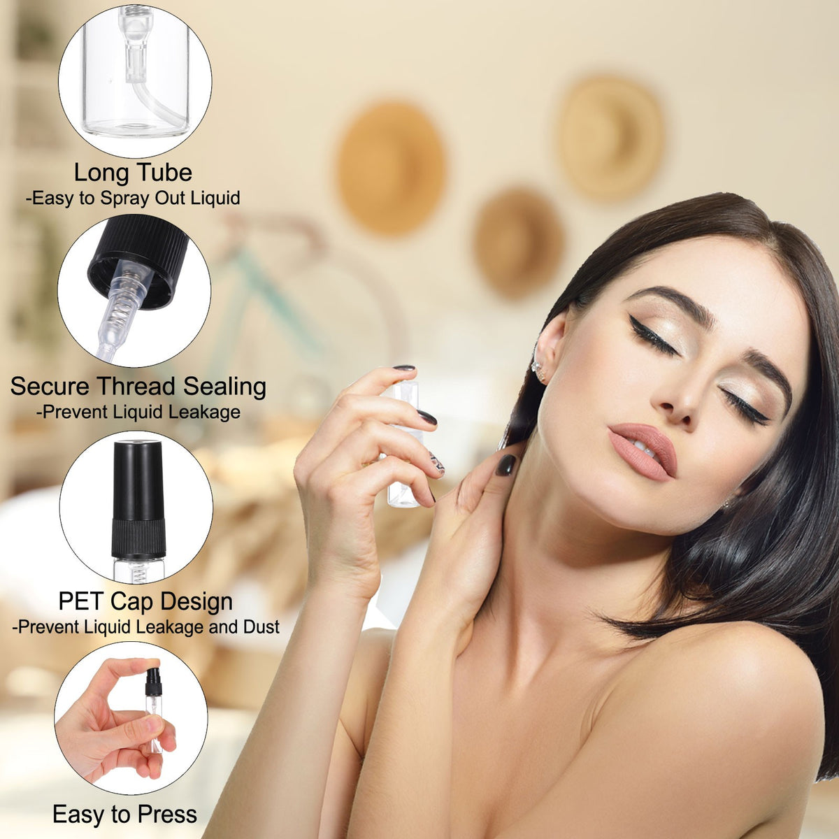 20 Pcs 5ml Glass Mini Perfume Spray Bottles - Refillable & Leakproof