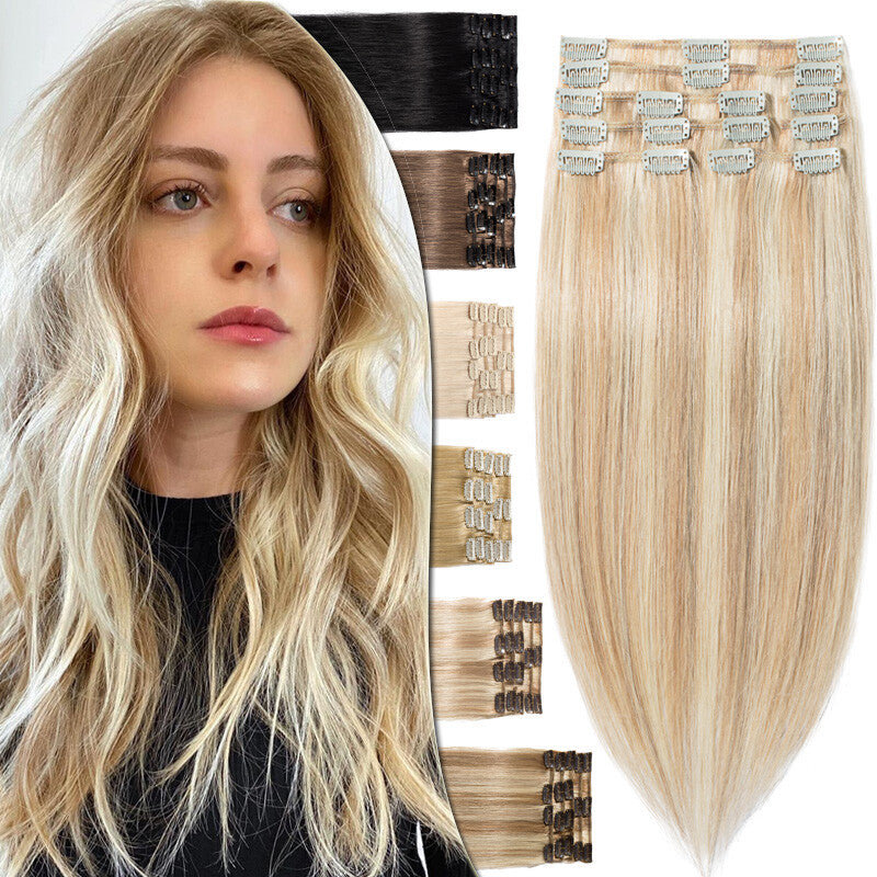 Clip In Hair Extensions 100% Human Remy Full Head Set Multiple Lengths & Colors
