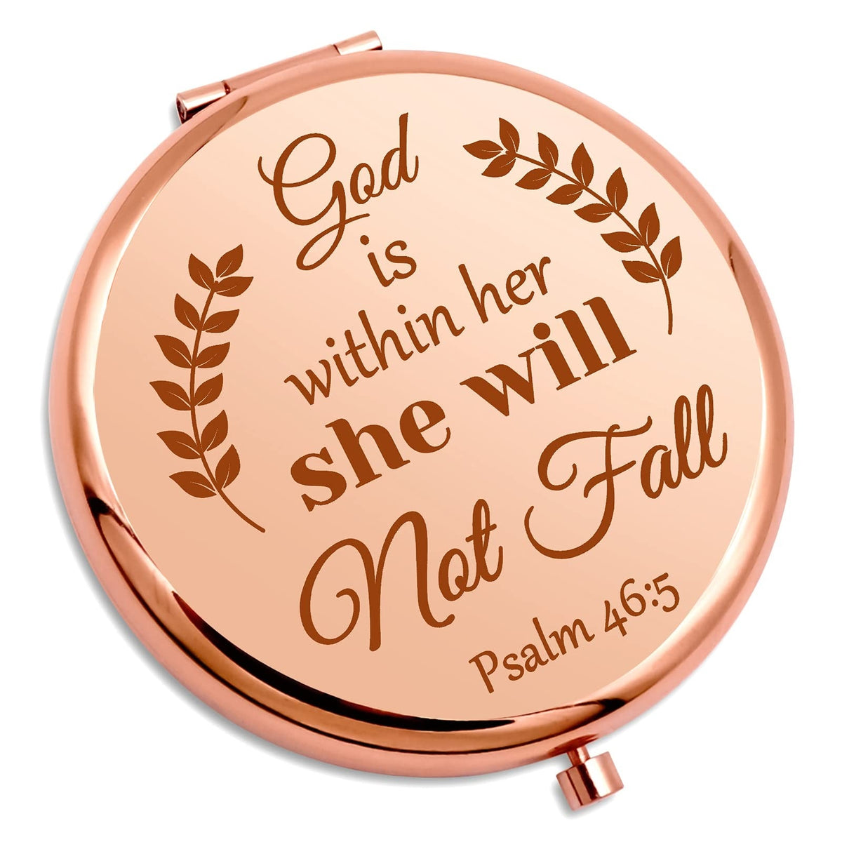 Religious Compact Mirror for Women - Bible Verse Gift, Rose Gold