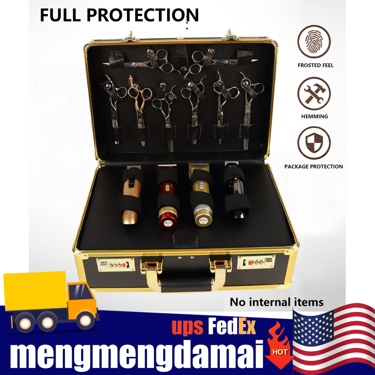 Professional Gold Barber Salon Tool Storage Travel Carry Case