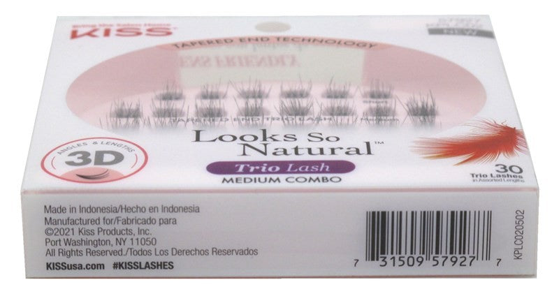 (2 Pack) Kiss Natural-Look False Eyelash Trio Medium Combo 30 Count - Eyelash Extensions