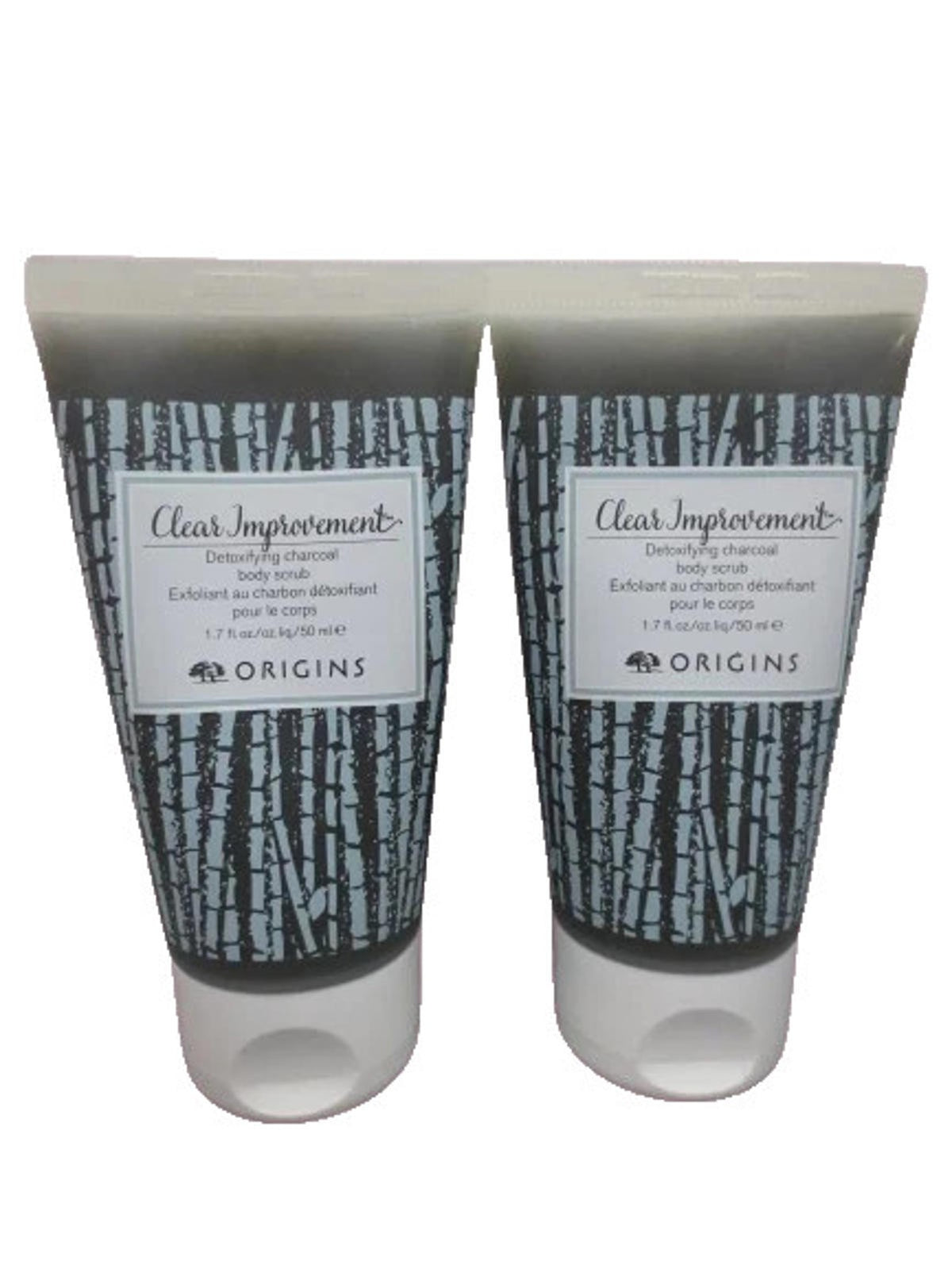 ORIGINS CLEAR IMPROVEMENT DETOXIFYING CHARCOAL BODY SCRUB 1.7 OZ 2PCS