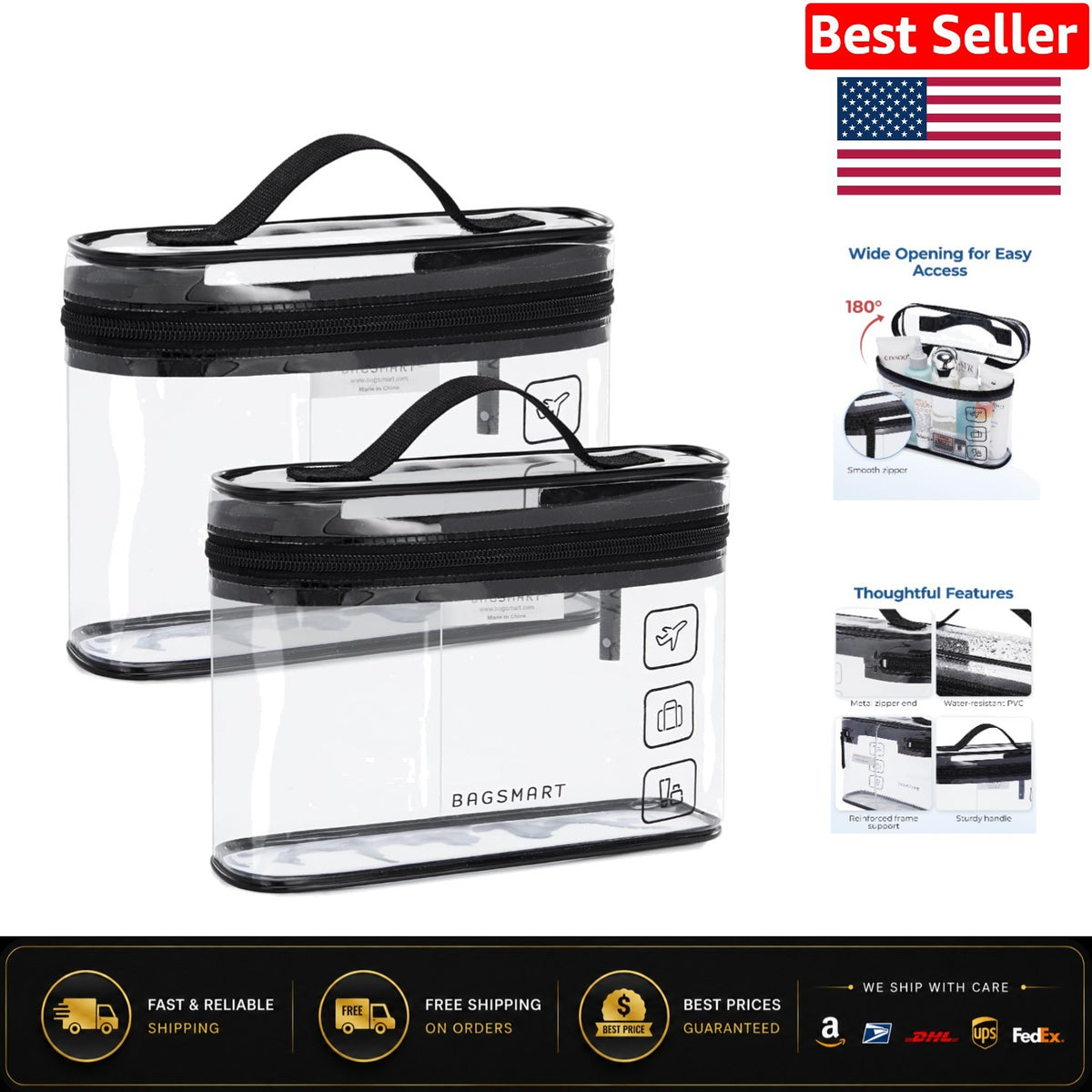Travel Toiletry Bag Duo Waterproof TSA Approved Organizer