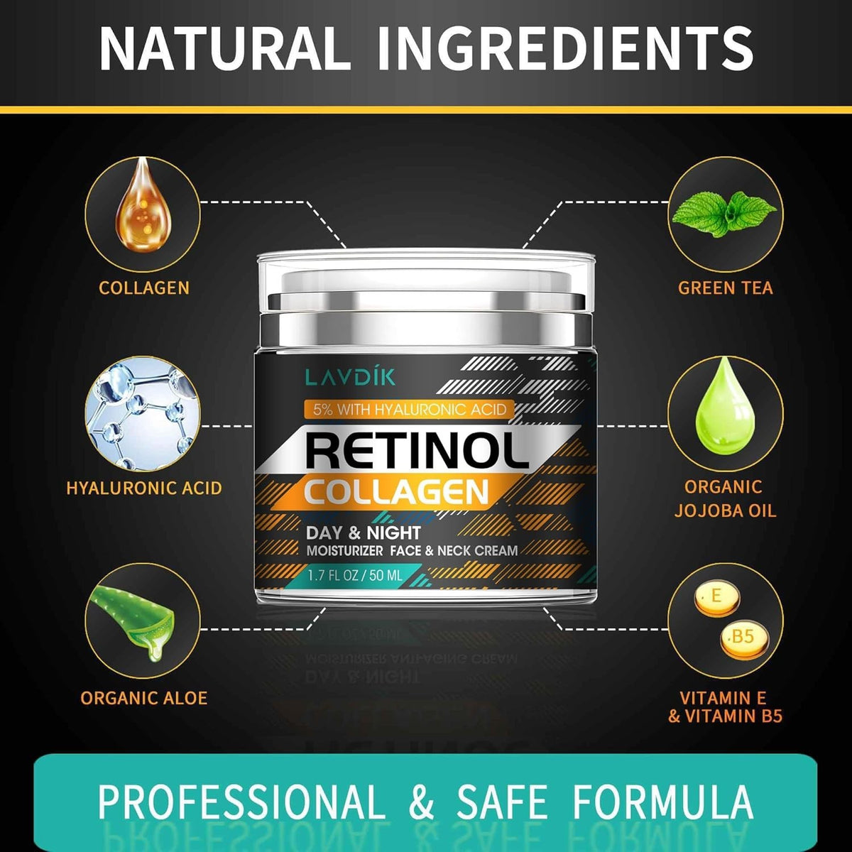 Anti-Aging Face Cream with Retinol Collagen for Wrinkle Reduction & Hydration