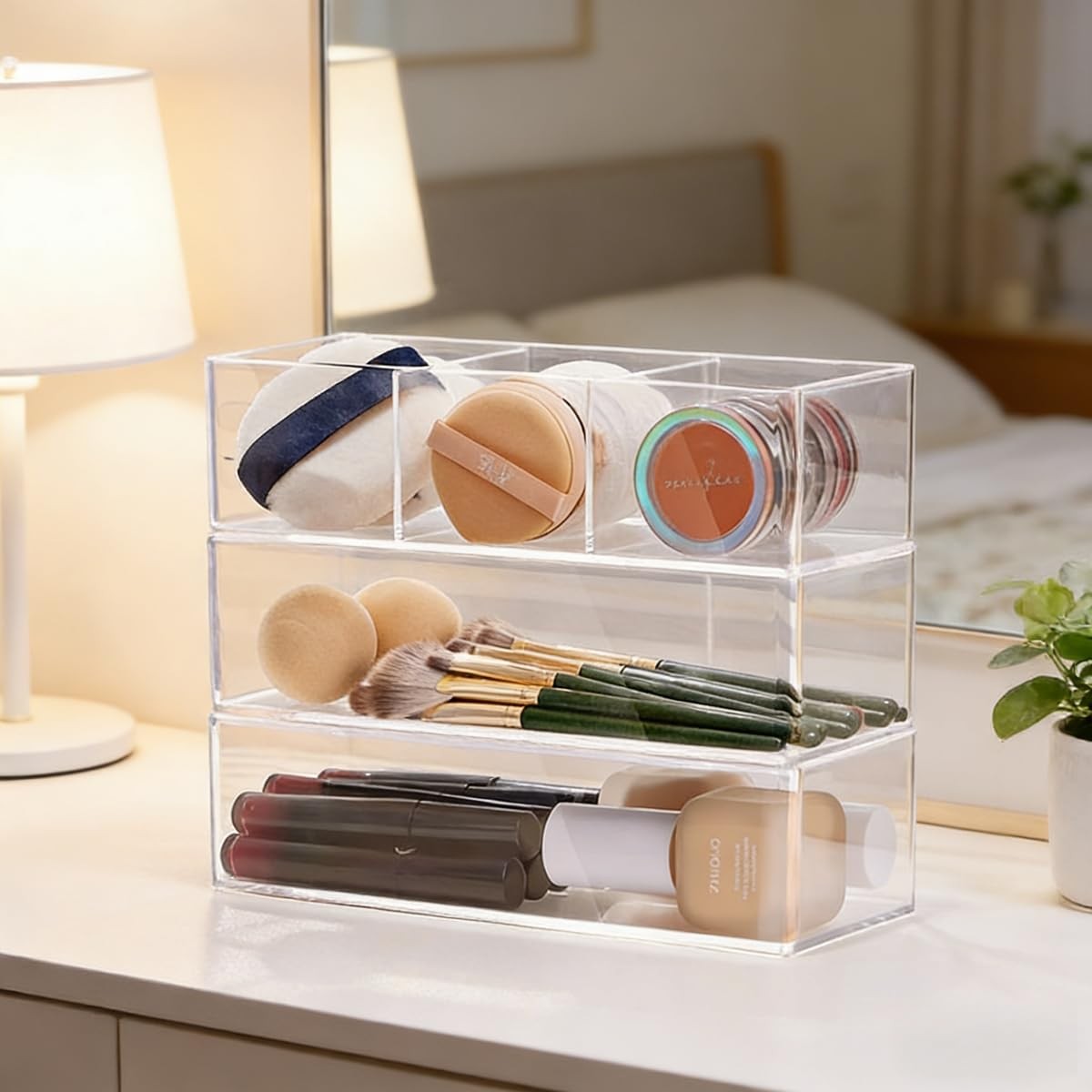 Acrylic Makeup Organizer for Countertop - Clear Bathroom & Vanity Storage