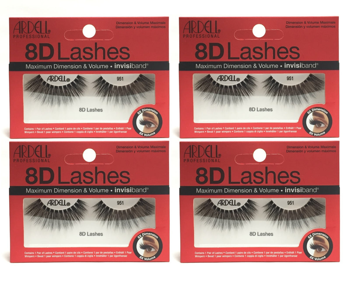 4 Pack Ardell 8D False Eyelashes 951 - Natural Length & Volume