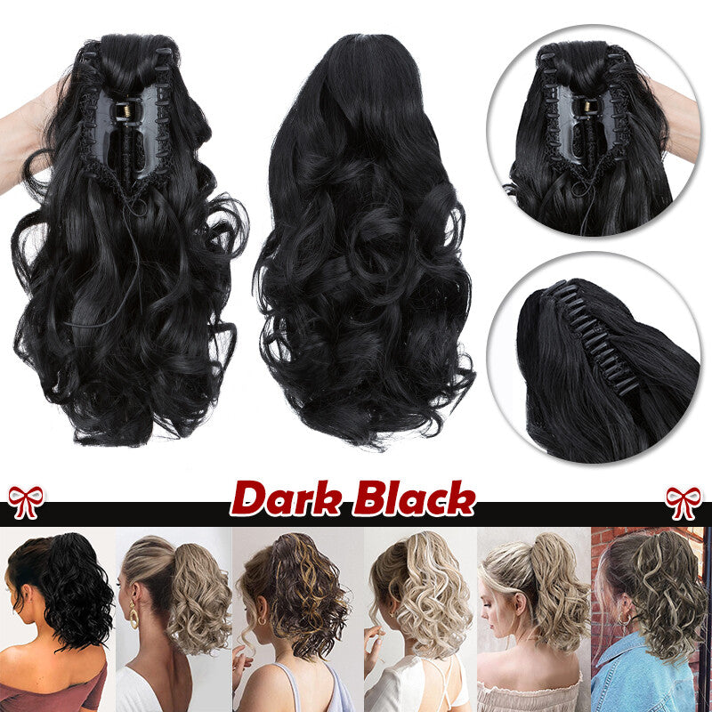 Claw Ponytail Extensions Curly Straight Hair in Multiple Lengths & Colors
