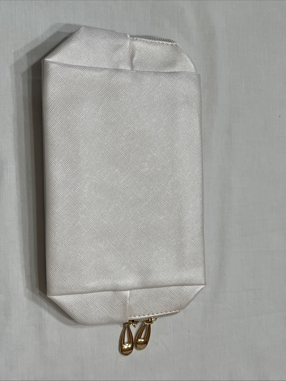 Bride Gifts MRS Patch Travel Cosmetic Bag with Varsity Letters Beige & Gold