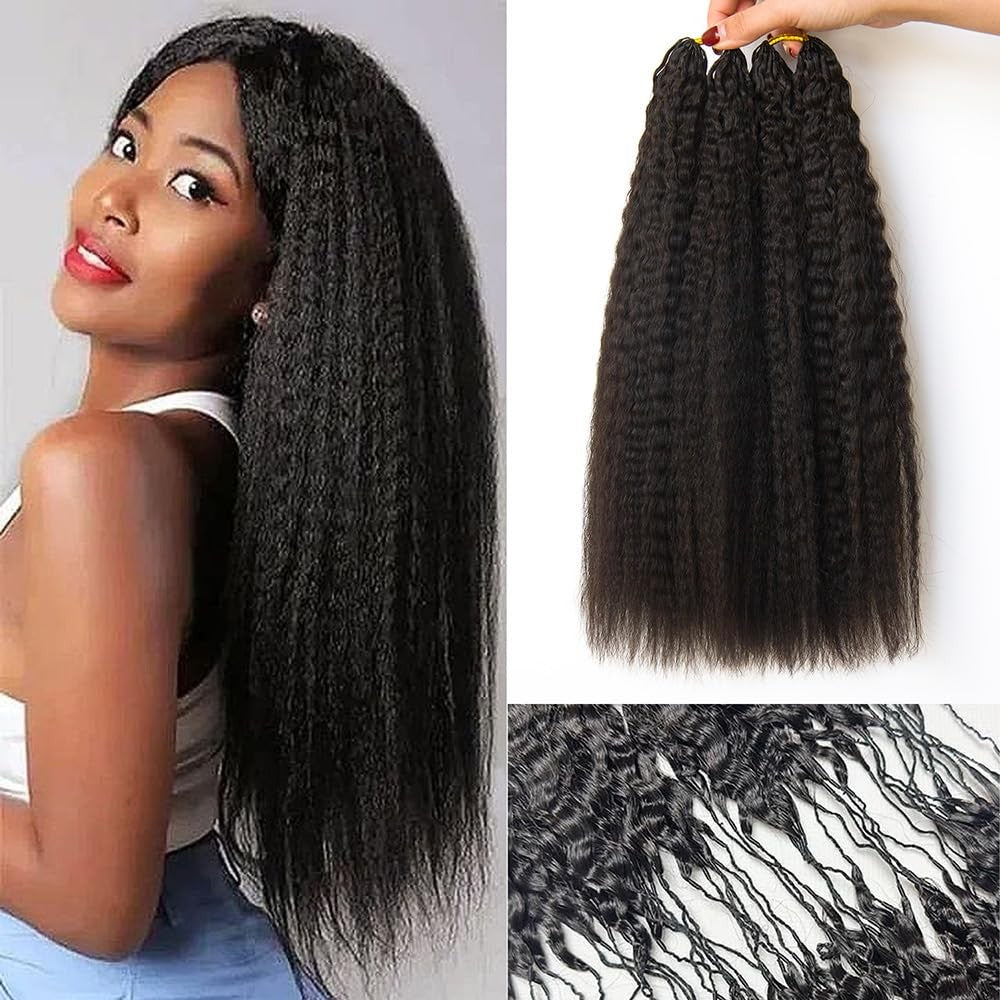 Kinky Straight Crochet Hair - 18 Inch, 120g Human Hair Extensions