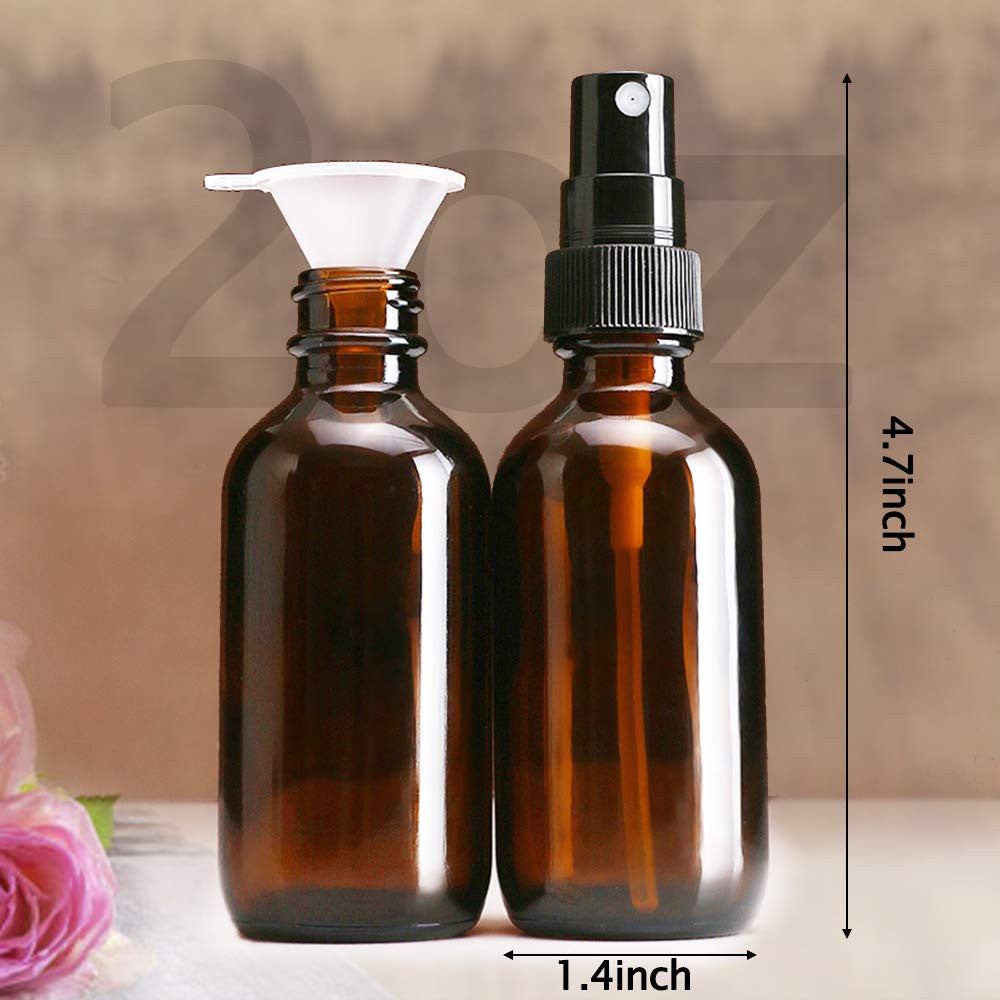 2 Oz Glass Spray Bottle with Fine Mist Refillable Liquid Container