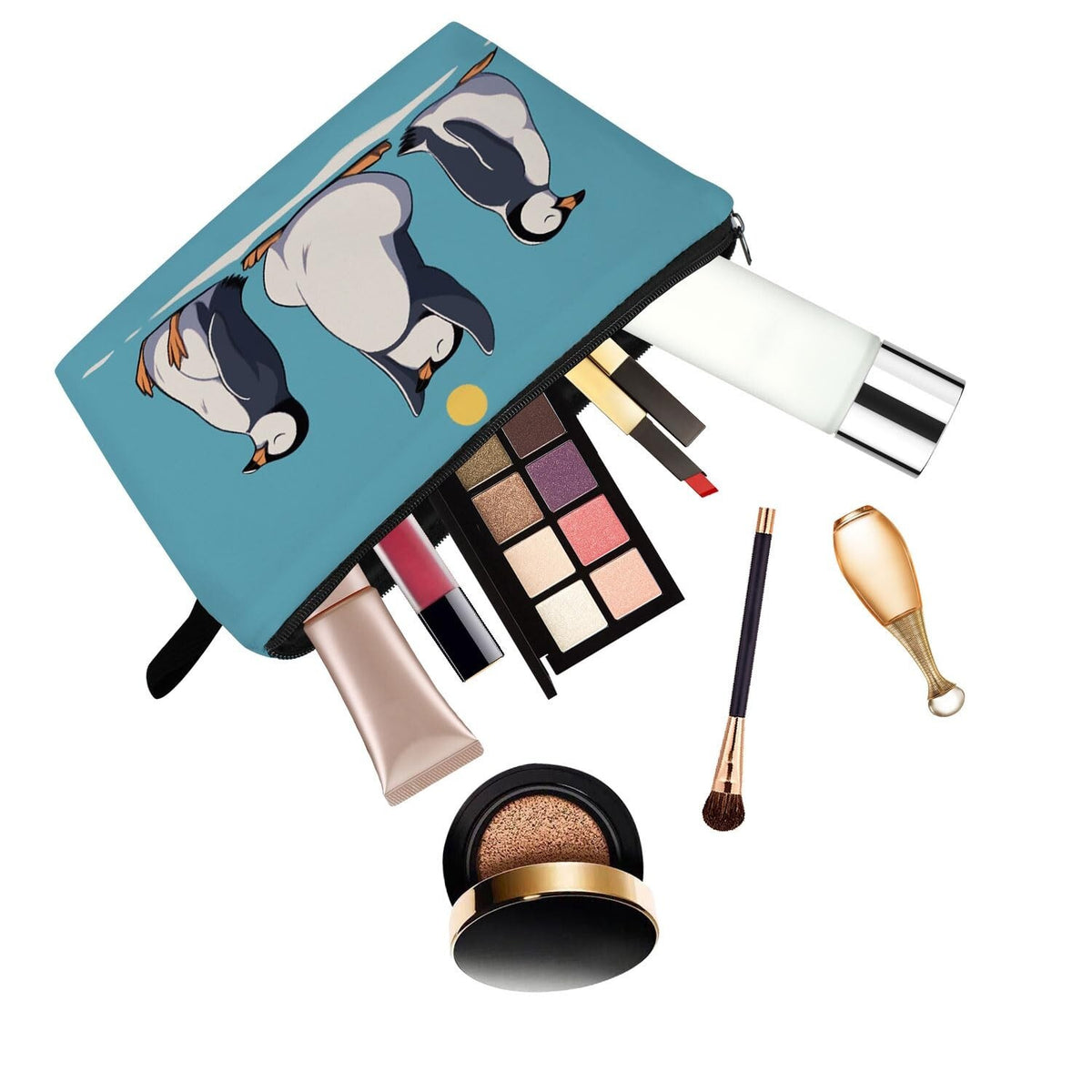 Cute Penguin Makeup Bag Small Organizer with Zipper for Travel & Gifts