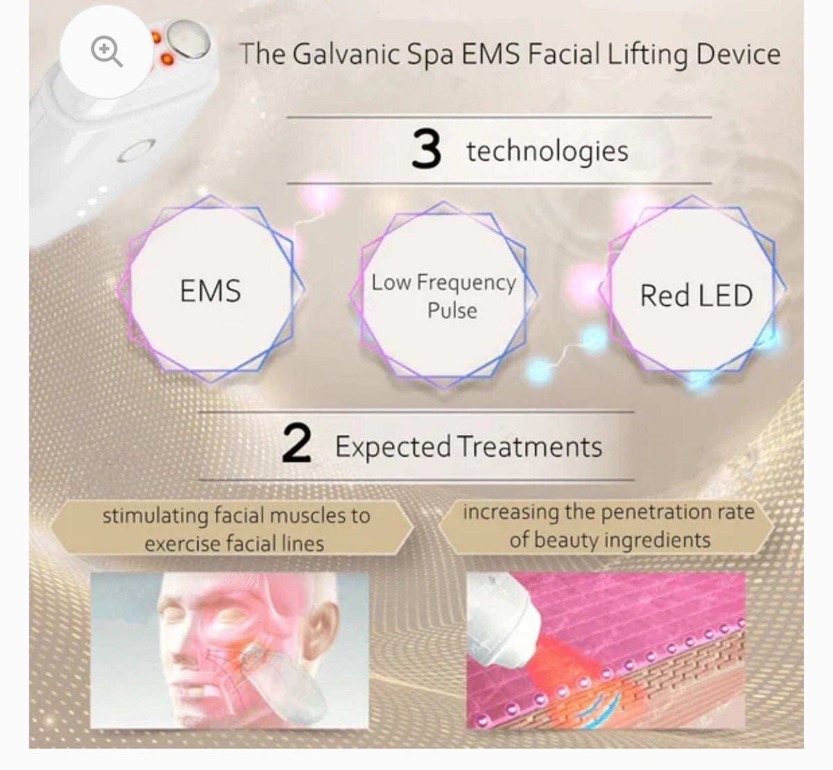 Galvanic SPA Facial Toning Device Microcurrent Massager - Non-Invasive, Reusable
