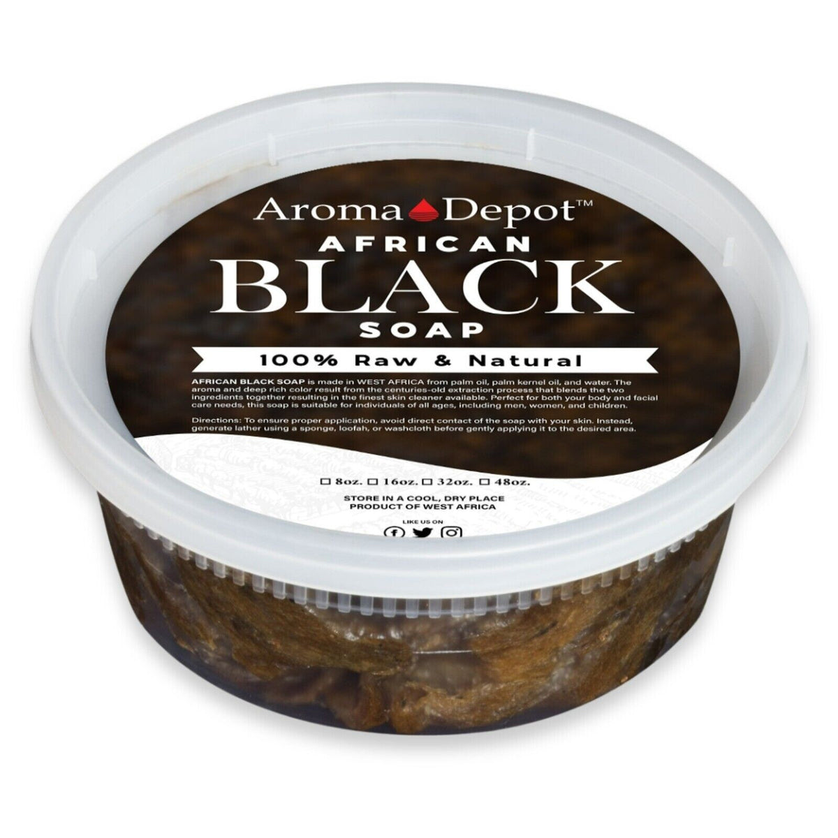 African Black Soap Paste 8oz - Natural Face Body Hair Wash, 6 Pack