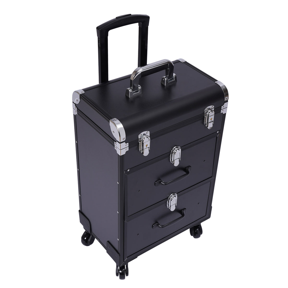 Professional Rolling Makeup Train Case with Multi-Layer Storage Organizer