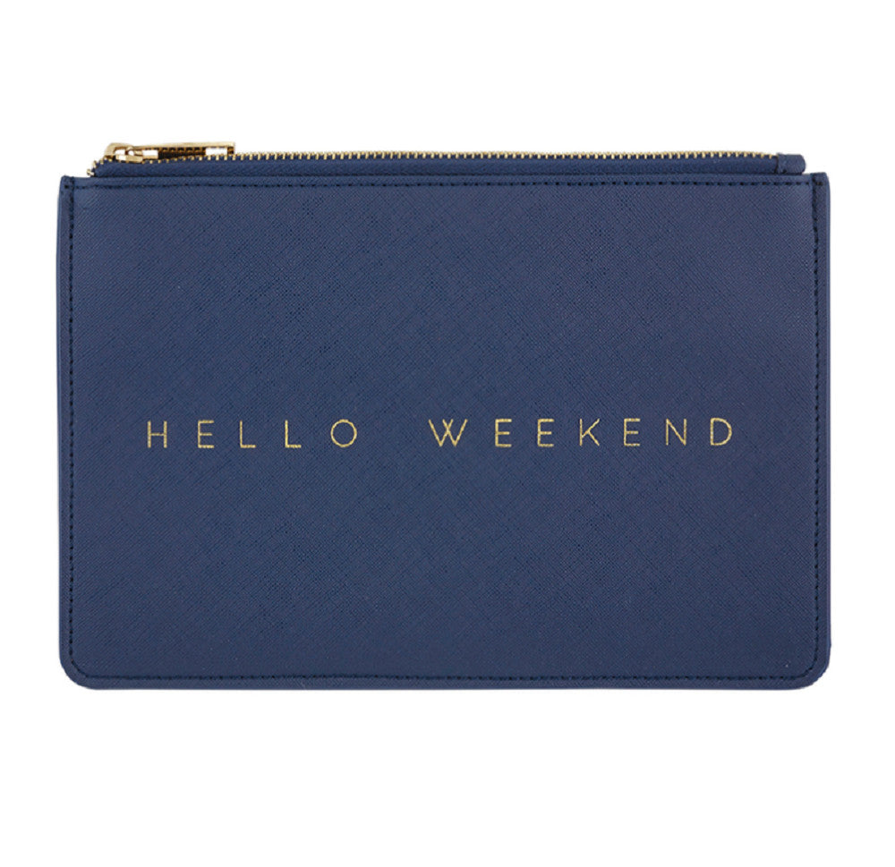 Travel Fashion Pouch Case - Navy, 9.5x6.5in, Faux Saffiano Material