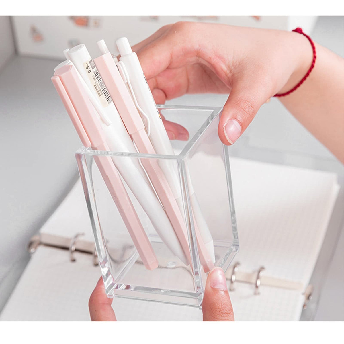 Clear Acrylic Makeup Brush and Pen Organizer - 3 Pack Desk Storage