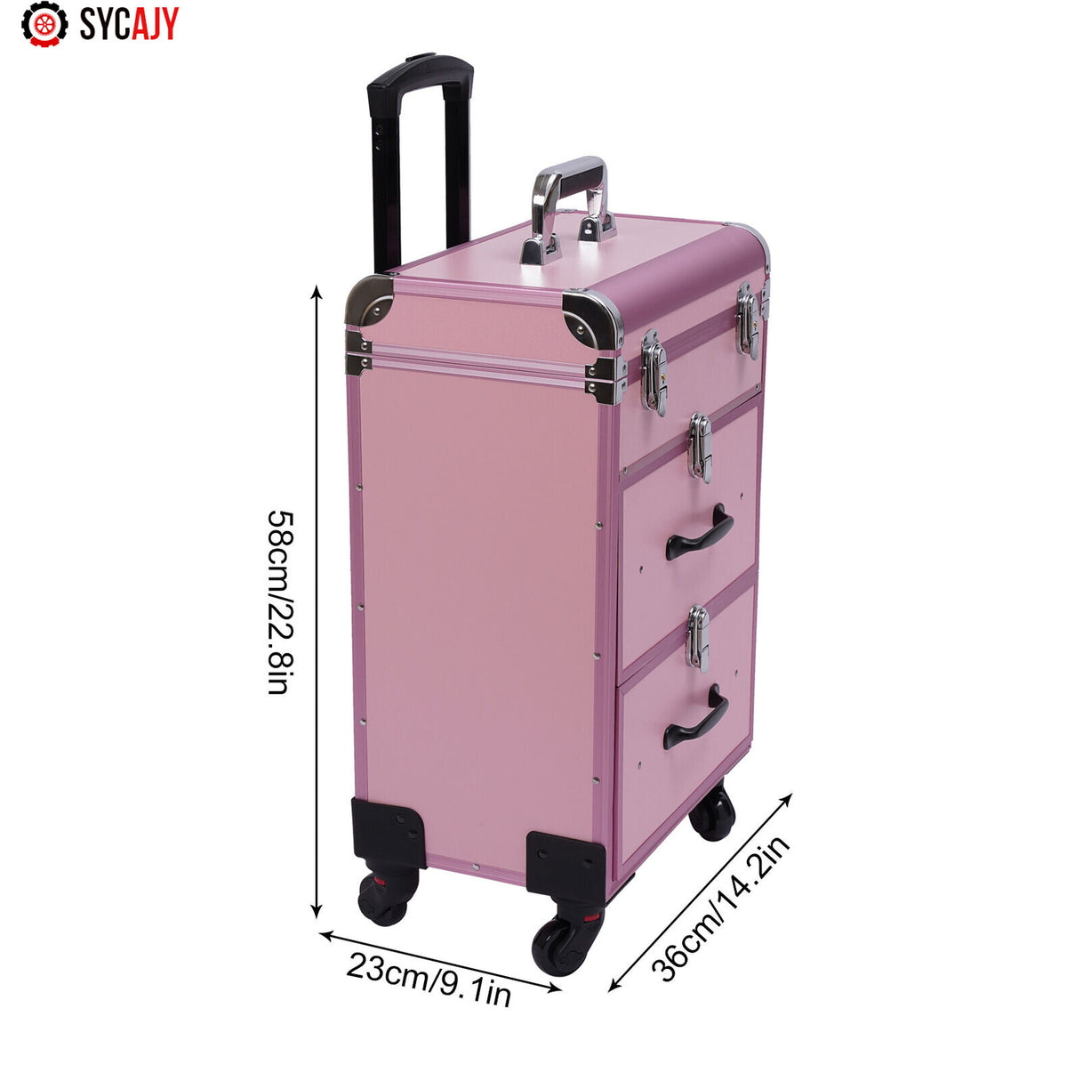 Rolling Makeup Train Case with Multi-Layer Storage for Professional Beauty Artistry