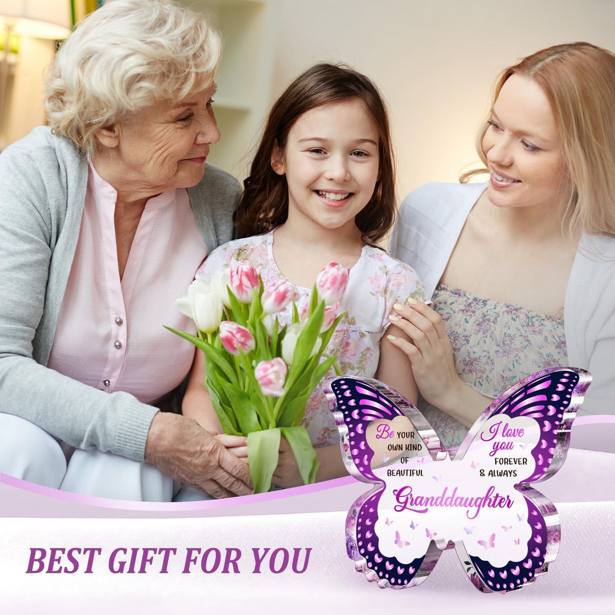 Granddaughter Gifts from Grandma Butterfly Acrylic Plaque - Sentimental Jewelry Keepsake