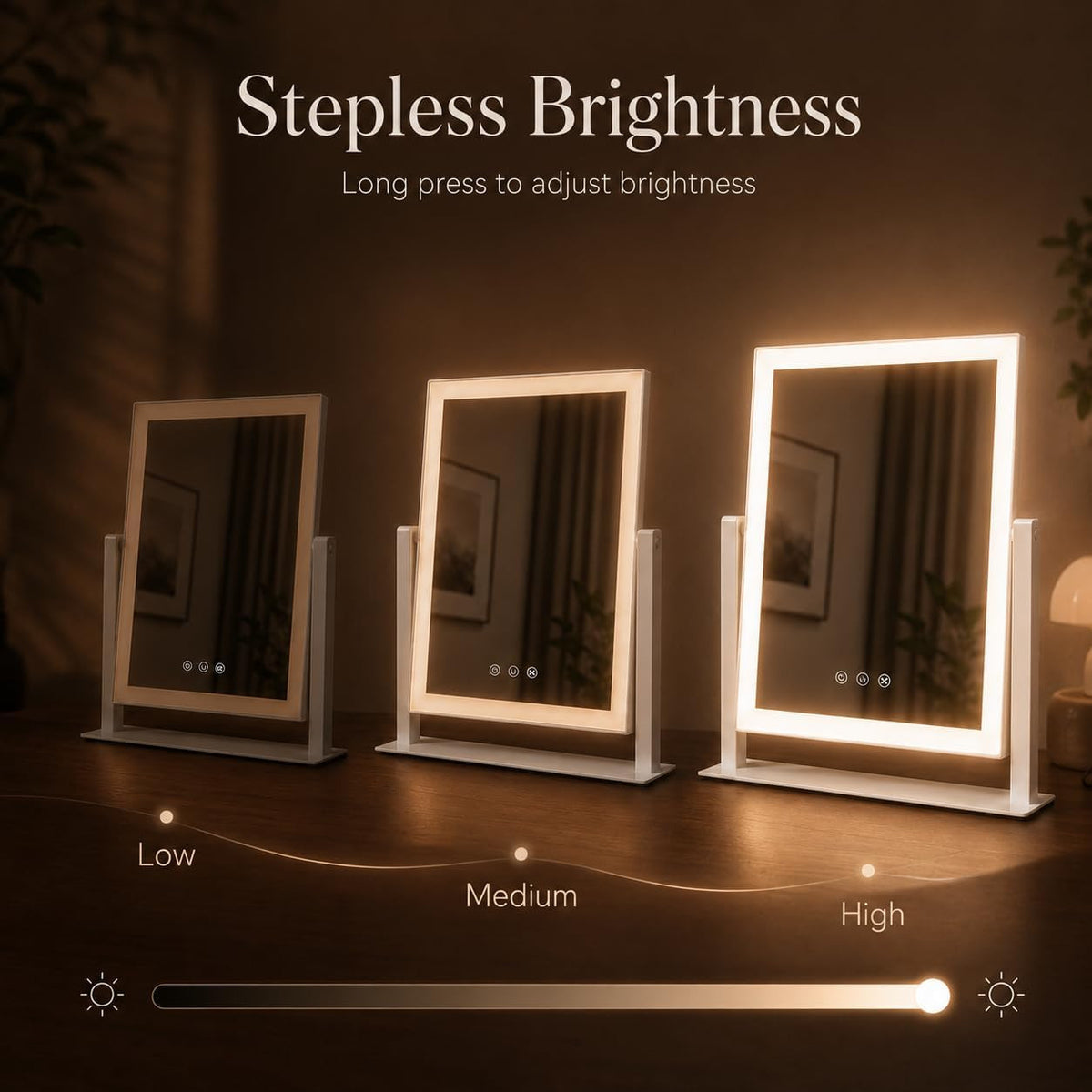 Lighted Makeup Mirror with Magnifiers and Dimmable LED, 17.3x13 Inches