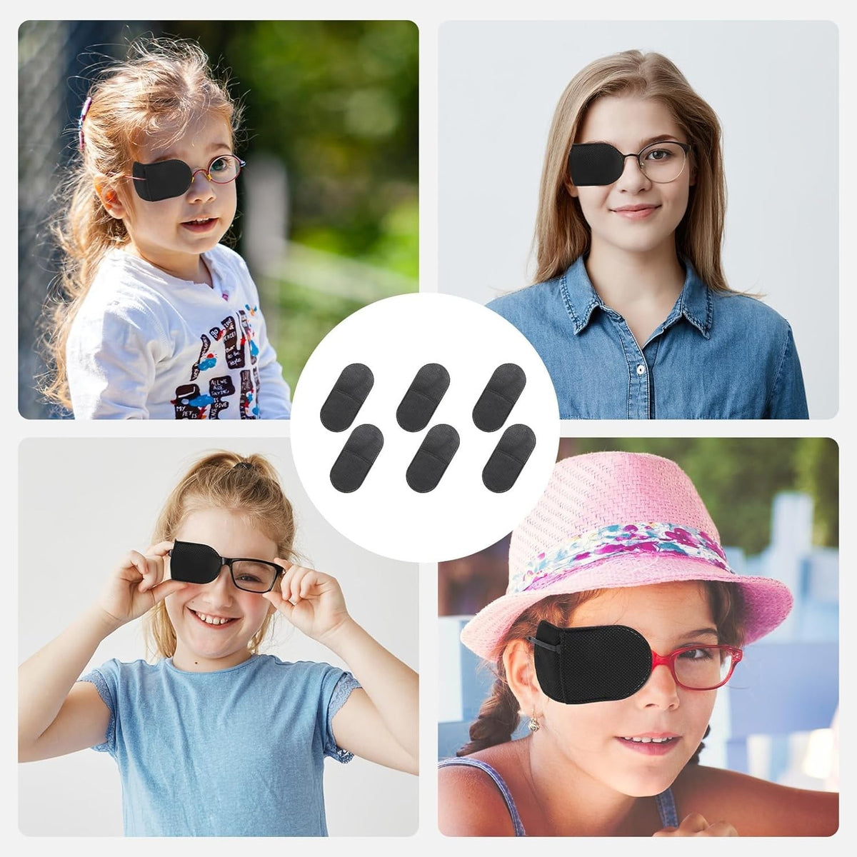 6 Pack Reusable Glasses-Mounted Eye Patches for Lazy Eye Treatment