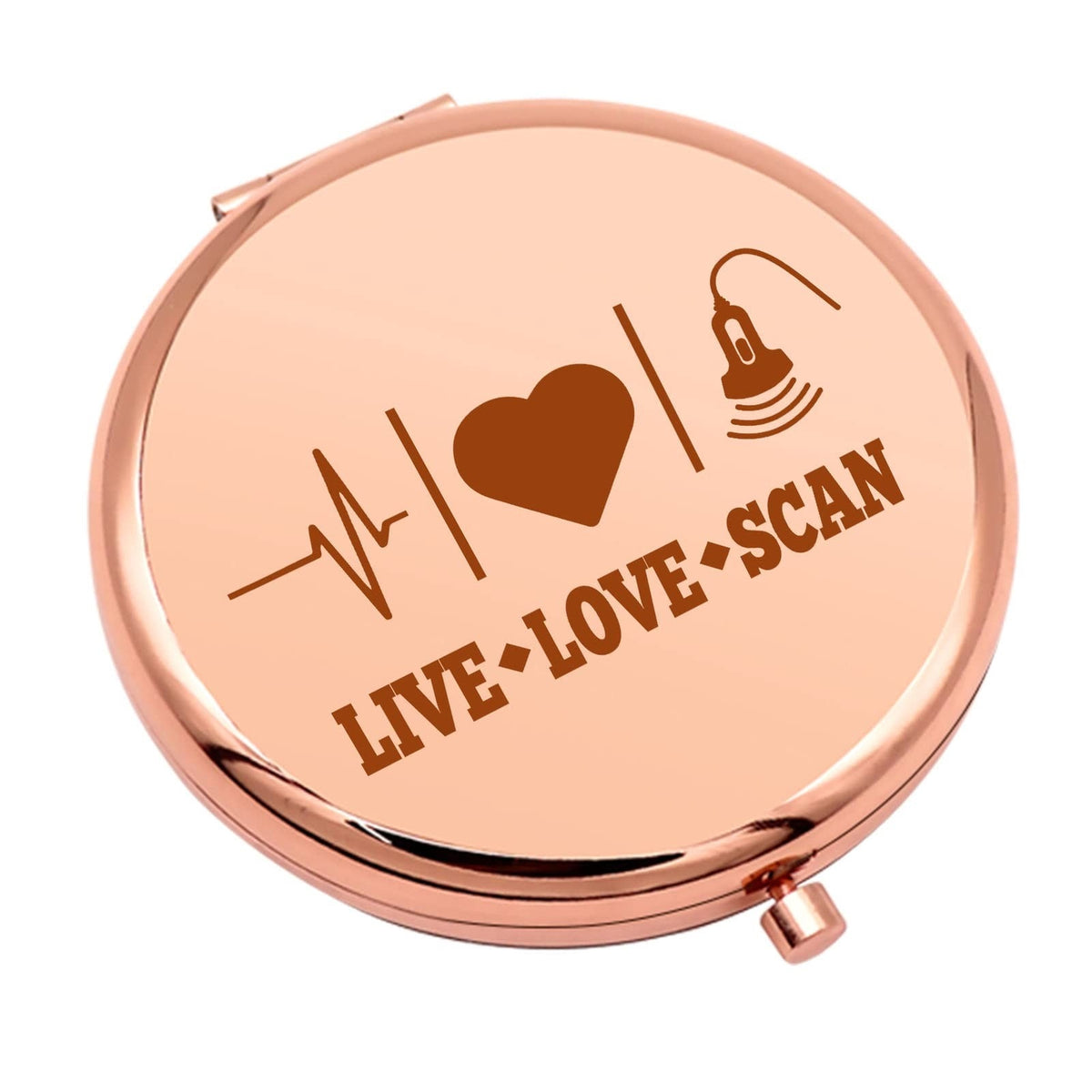 Lightweight Rose Gold Compact Makeup Mirror for Sonographers & Ultrasound Techs