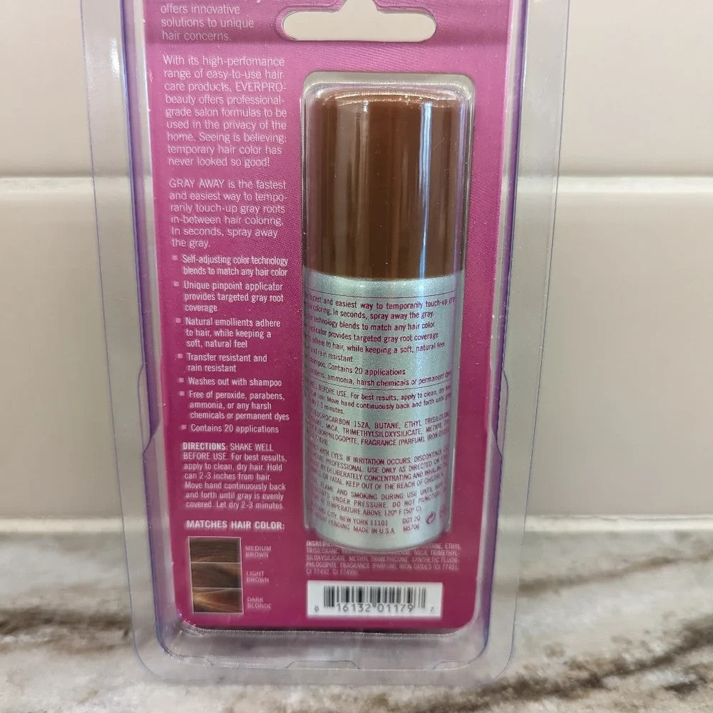 Gray Away Temporary Hair Color Root Concealer Spray - Light Brown (2 Pack)