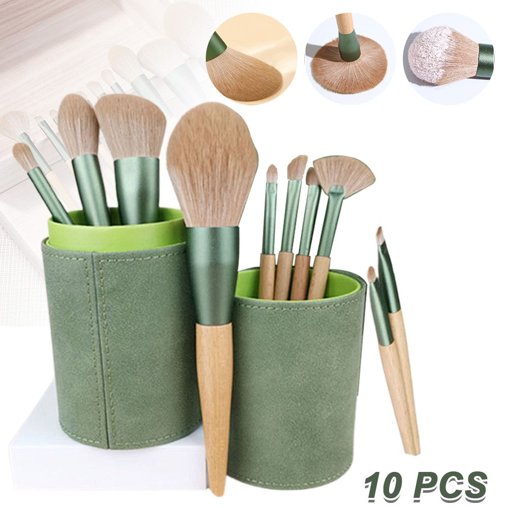 10Pcs Vegan Makeup Brush Set - Soft Fluffy Professional Cosmetic Tools