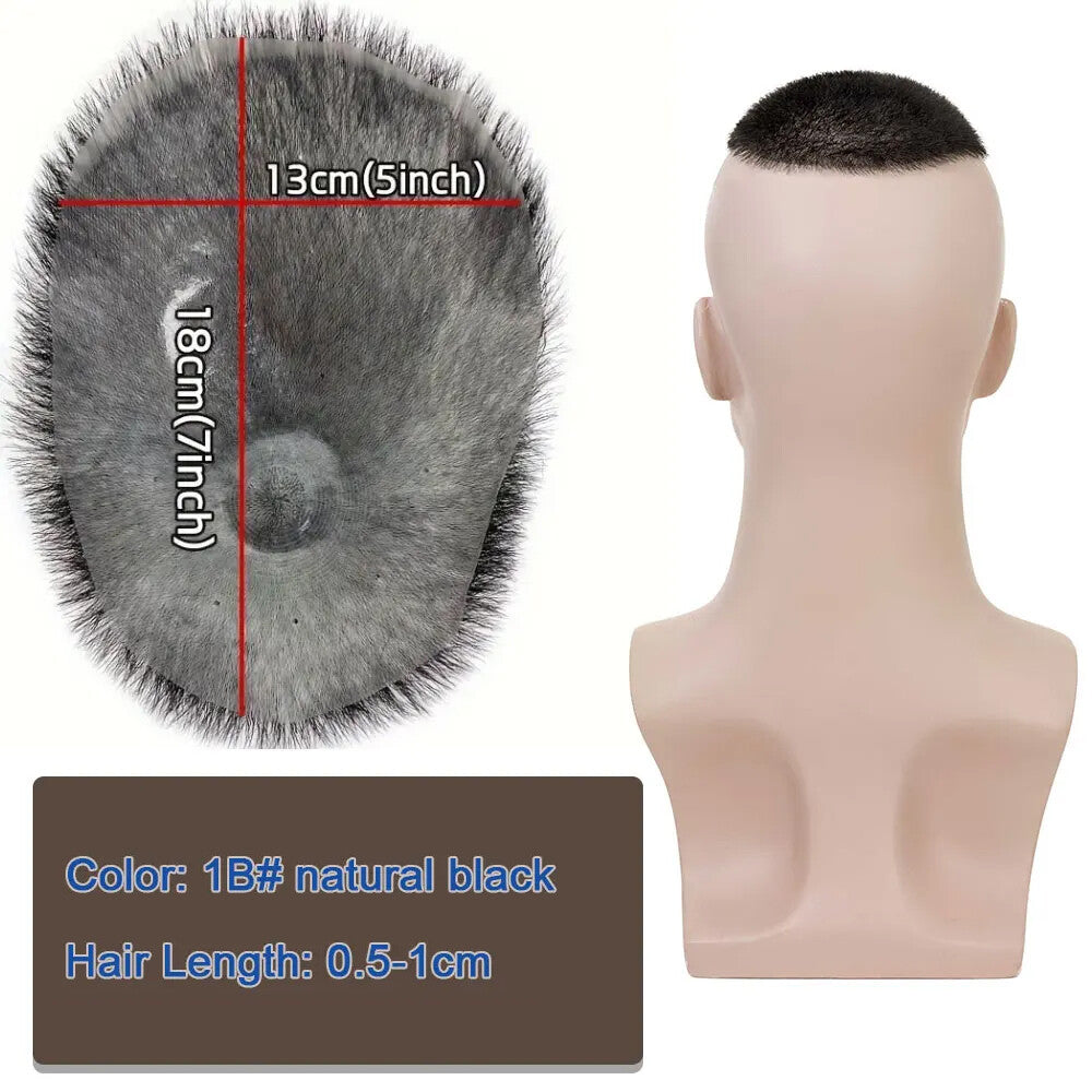 Men's Toupee Hairpiece Replacement System with Thin Skin PU Base, 13x18 cm / 15x20 cm