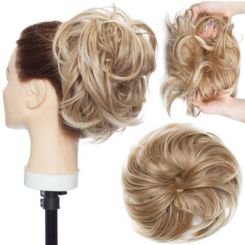 Large Messy Bun Hair Extension - Voluminous Synthetic Ponytail Wrap
