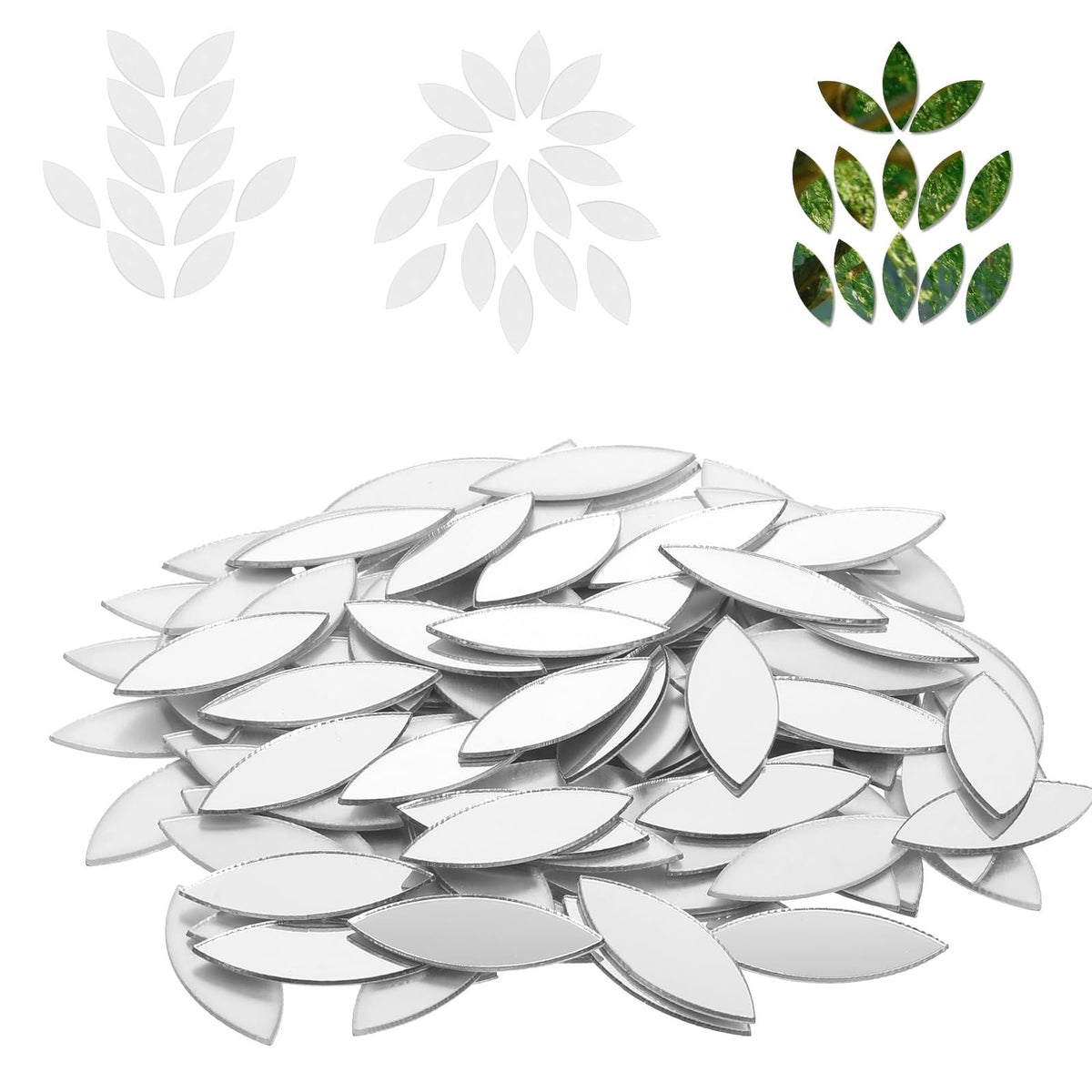 Leaf Shape Small Acrylic Mirror Tiles for Crafts - 200 Pieces