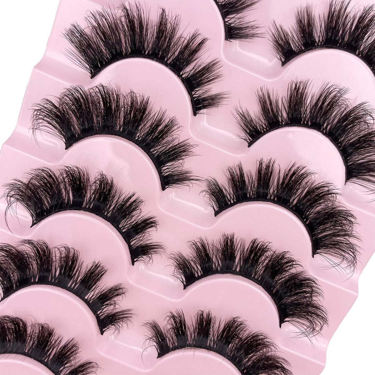 Wispy False Eyelashes Strips - Russian 3D Mink Style, 7 Pairs