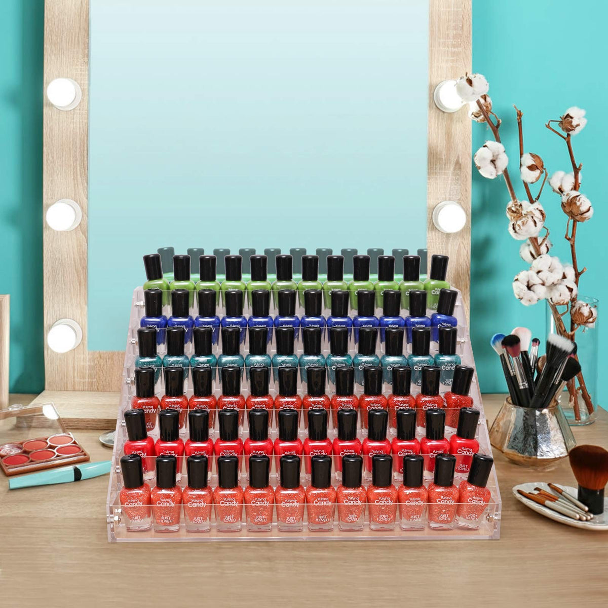 Acrylic Nail Polish Organizer Rack 6 Tiers, Holds 56-96 Bottles, Clear