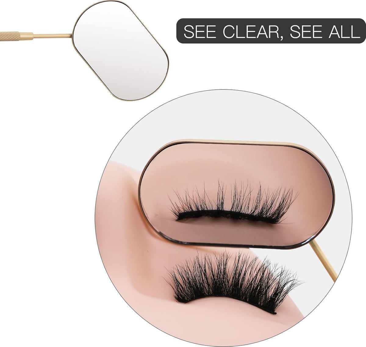 Large Stainless Steel Eyelash Mirror for Lash Extensions - Handheld Makeup Tool
