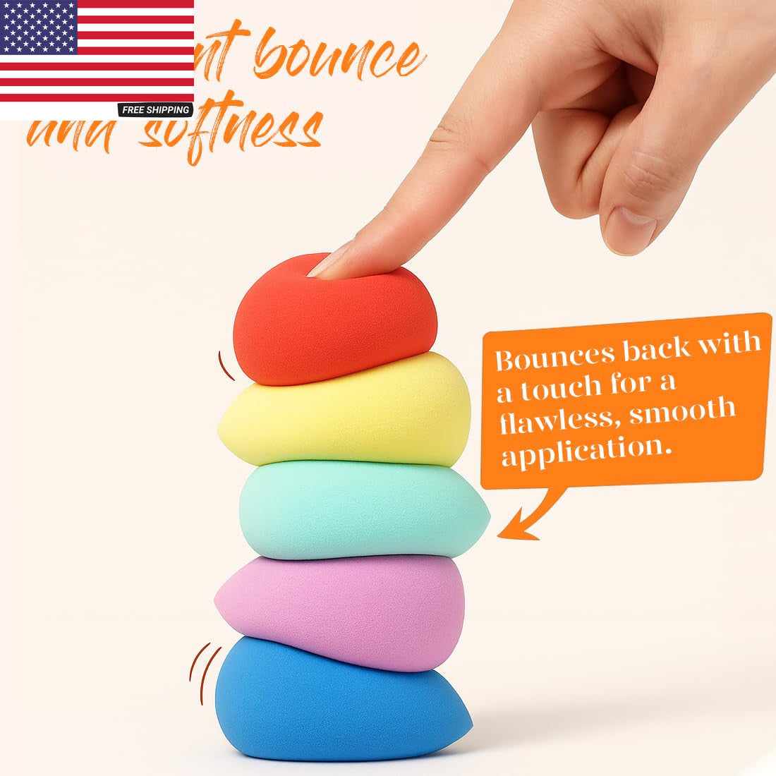 Makeup Sponge Set 5 Pack - Micro Porous, Soft Latex-Free Foundation Blenders