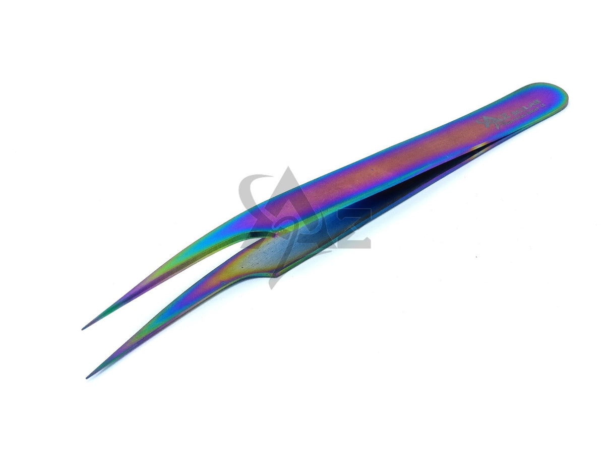 Rainbow Color Stainless Steel Eyelash Extension Tweezers - Pro Straight