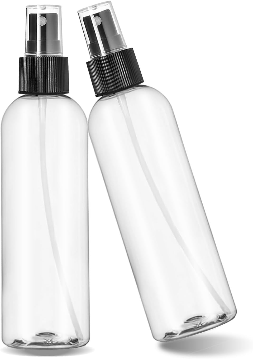8 oz Clear Plastic Spray Bottle with Black Fine Mist Sprayer for Personal Care and Cleaning