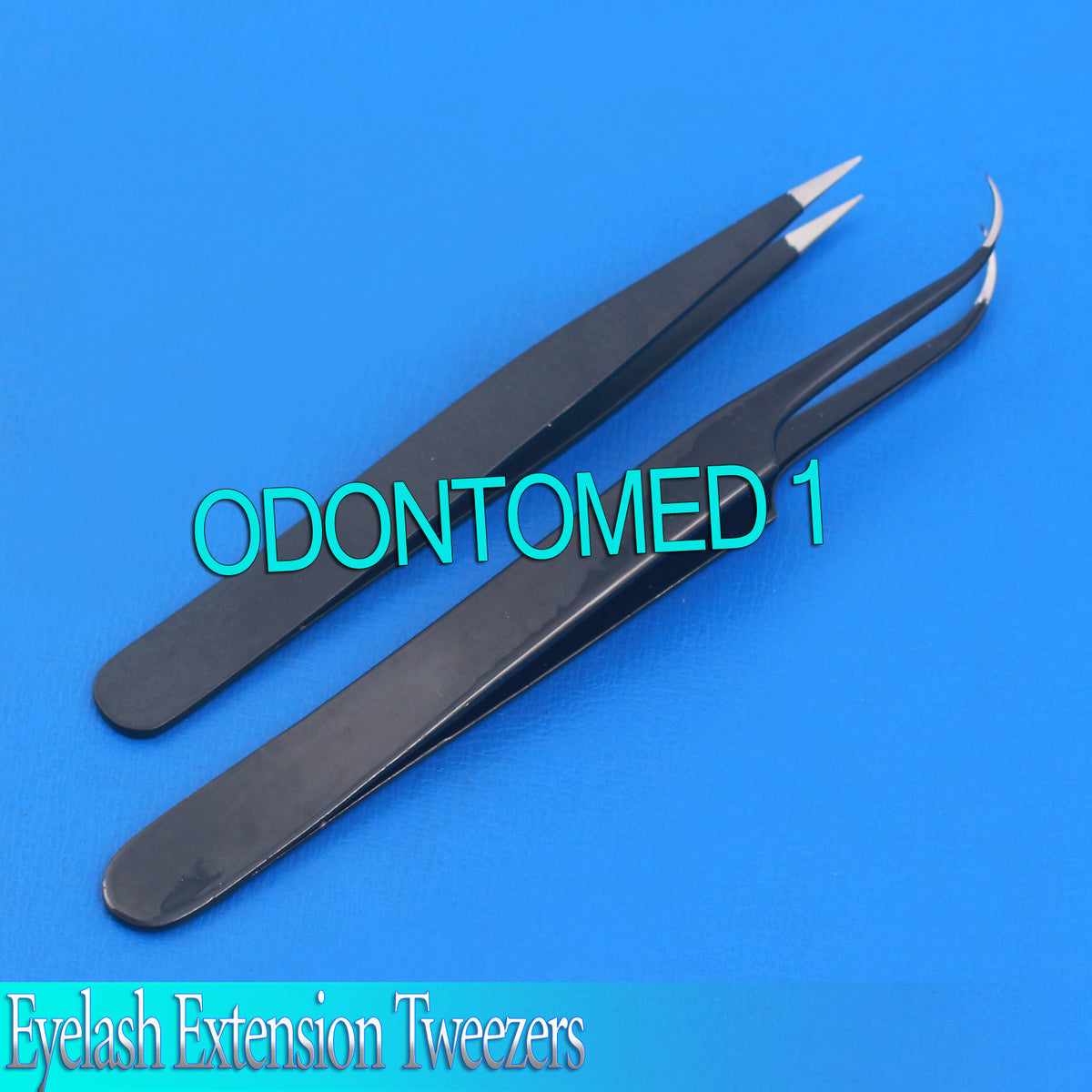 2 Pcs Nail Art and Eyelash Extension Tweezers - Straight & Curved