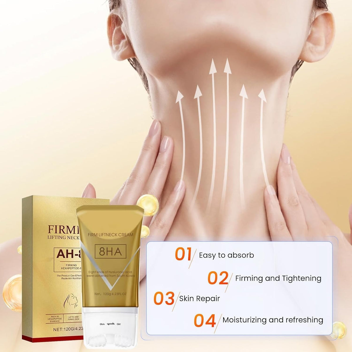 Firming Neck Cream with Roller for Wrinkles & Tightening - 4.2oz