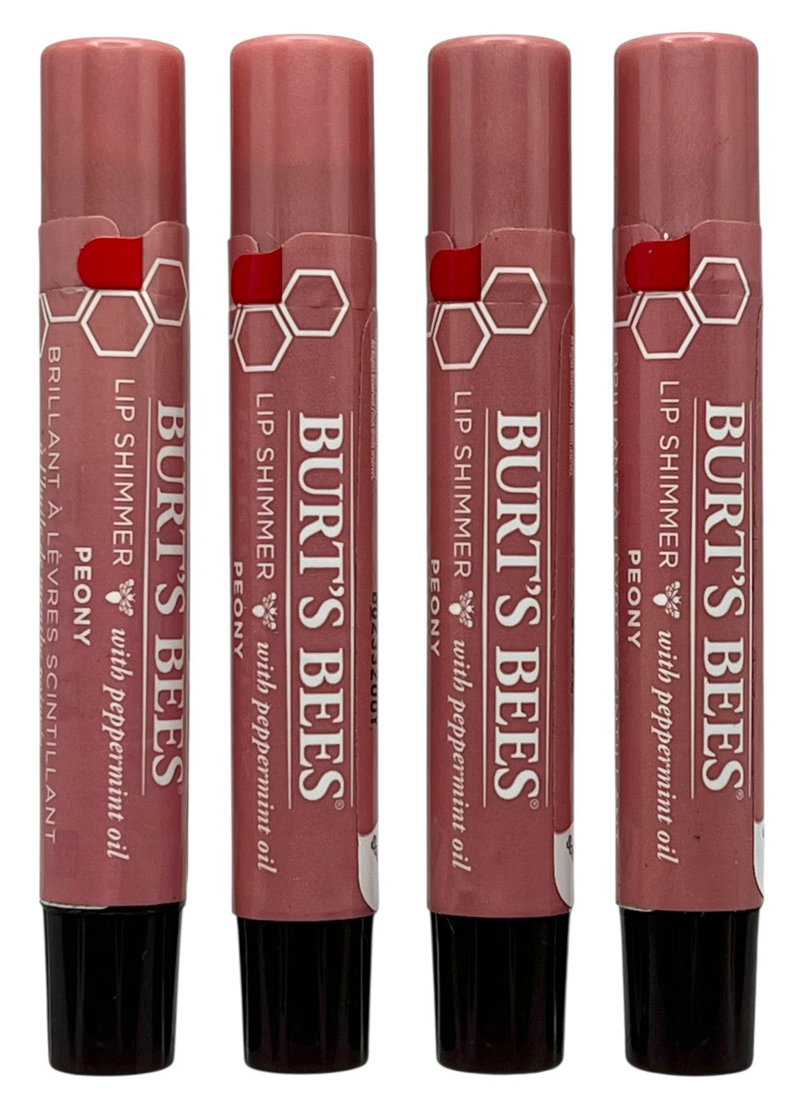 4 Pack Lip Shimmer Set - Natural Lip Gloss with Peppermint & Vitamin E