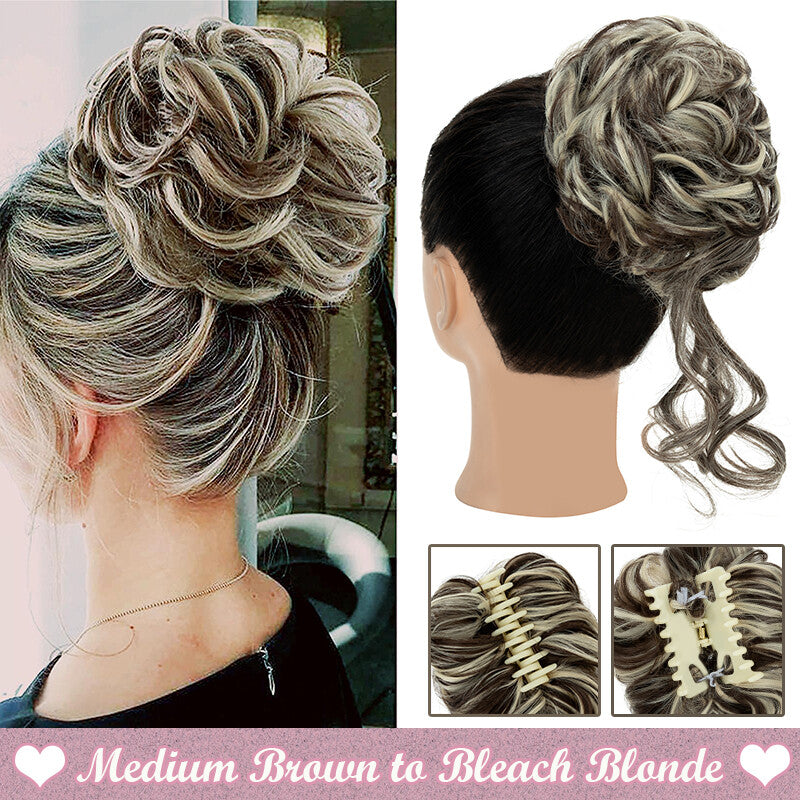Messy Bun Claw Hair Clip Extensions - Curly Thick Updo Accessory