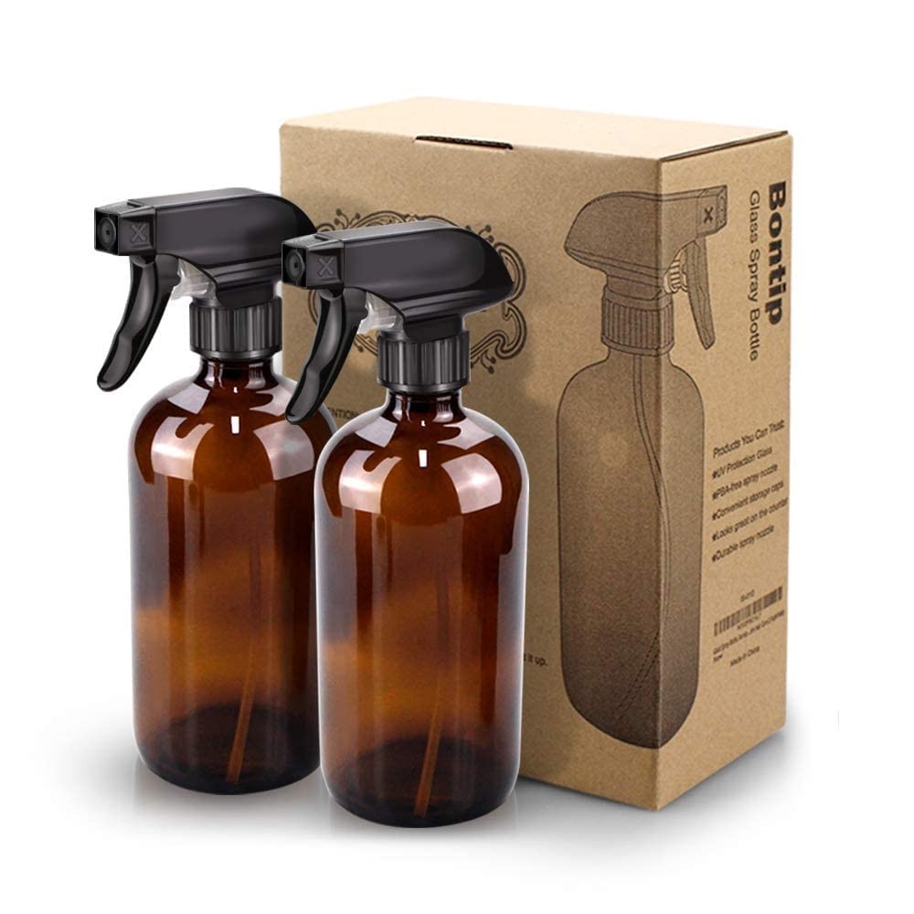 16Oz Amber Glass Spray Bottles Set for Plants & Cleaning Refillable Eco-Friendly