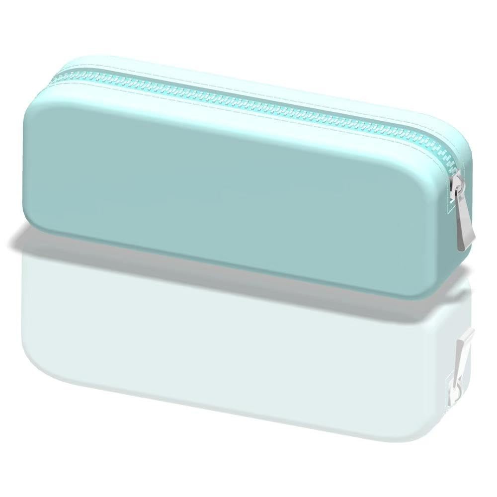 Travel Makeup Brush Holder Silicone Bag with Zipper - Blue