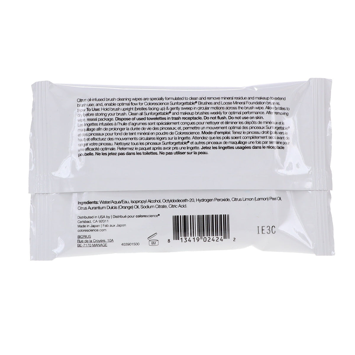 Colorescience Brush Cleaning Wipes 20 Count for Makeup Tools