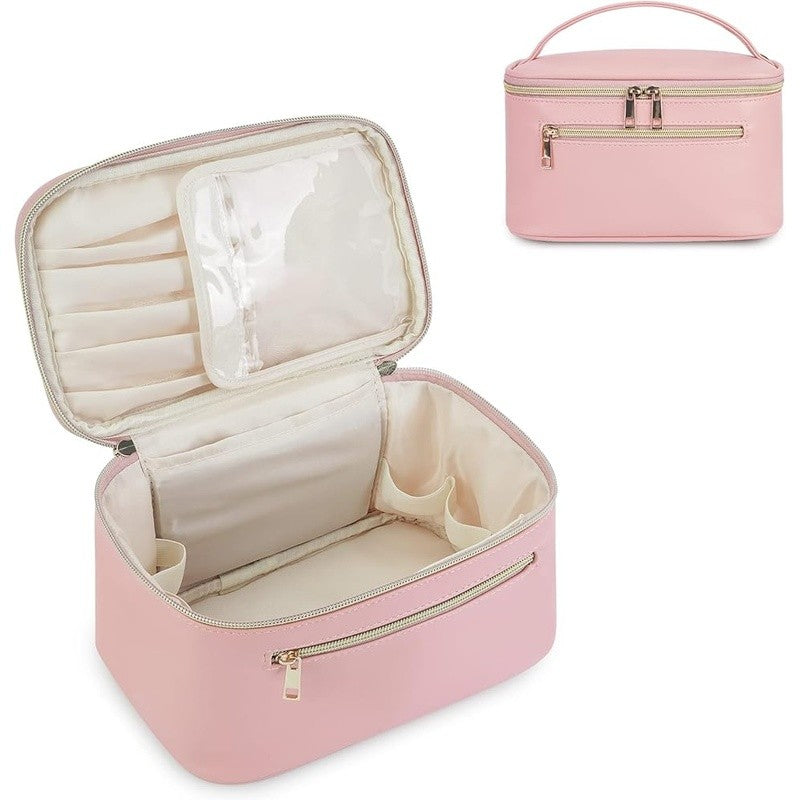 Travel Makeup Organizer Case with Padded Interior and Clear Cover - Women Gift