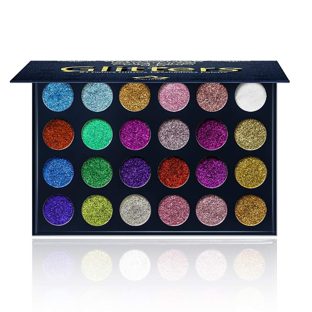 24 Color Glitter Eyeshadow Palette - Long Lasting Waterproof Sparkle Makeup