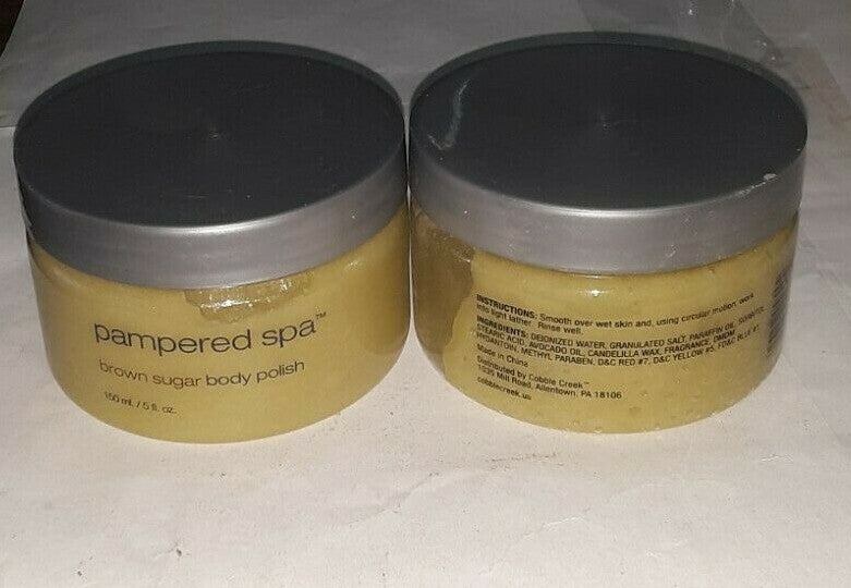 2 jar lot PAMPERED SPA BROWN SUGAR BODY POLISH unsealed